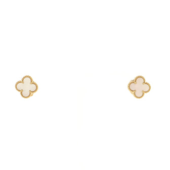 Van Cleef & Arpels Sweet Alhambra Stud Earrings 18K Yellow Gold and Mother of Pearl