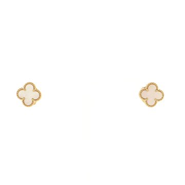 Van Cleef & Arpels Sweet Alhambra Stud Earrings 18K Yellow Gold and Mother of Pearl