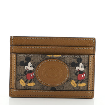 Gucci Disney Mickey Mouse Card Holder Printed Mini GG Coated Canvas