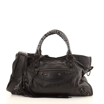 Balenciaga City Address Graffiti Classic Studs Bag Leather Medium