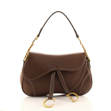 Christian Dior Vintage Double Saddle Bag Leather