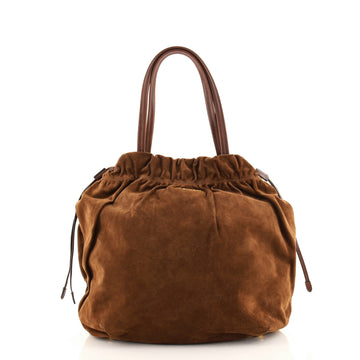 Prada Drawstring Tote Suede Large