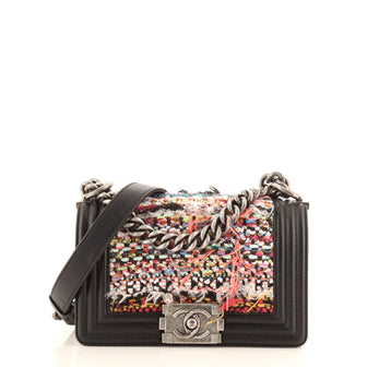 Chanel Boy Flap Bag Braided Tweed Small