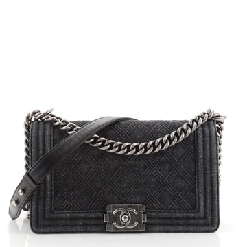 Chanel Boy Flap Bag Quilted Denim Old Medium