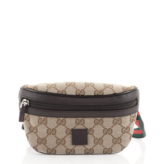 Gucci Front Zip Web Waist Bag GG Coated Canvas Small