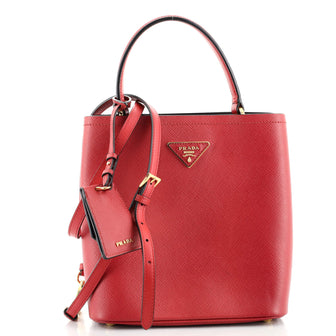 Prada Saffiano Leather Bucket Bag in Red