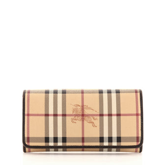 Burberry Continental Wallet Haymarket Coated Canvas Long