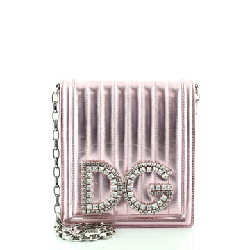 Dolce & Gabbana DG Girls Vertical Flap Bag Embellished Quilted Leather Small