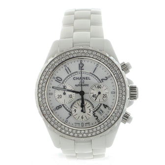Chanel J12 Chronograph Automatic Watch Ceramic and Stainless Steel with Diamond Bezel 41