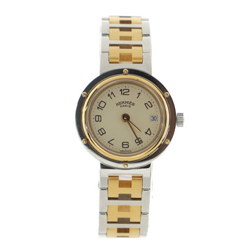 Hermes Clipper Quartz Watch Stainless Steel and Plated Metal 24
