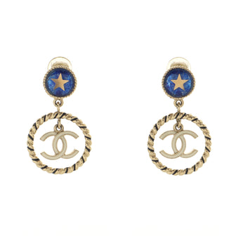 Chanel CC Star Dangle Clip-On Earrings Metal and Enamel
