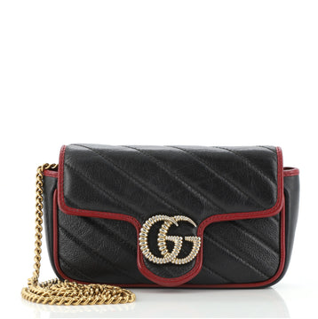 Gucci GG Marmont Flap Bag Diagonal Quilted Leather Super Mini
