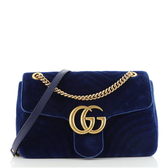 Gucci GG Marmont Flap Bag Matelasse Velvet Medium