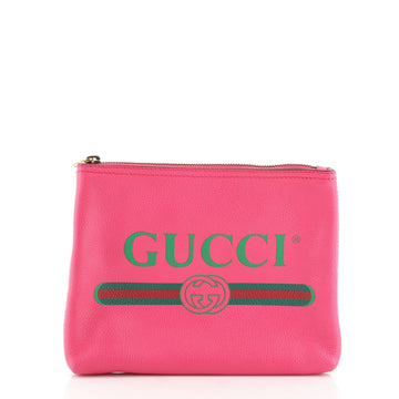 Gucci Zipped Pouch Printed Leather Small