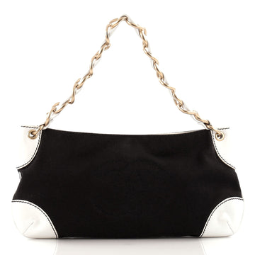 Chanel CC Logo Chain Shoulder Bag Canvas and Leather Large