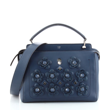 Fendi Flowerland DotCom Convertible Satchel Embellished Leather Medium