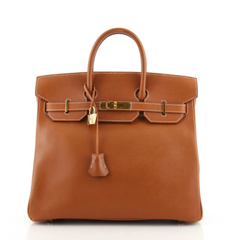 Hermes HAC Birkin Bag Brown Courchevel with Gold Hardware 32