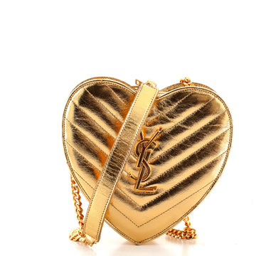 Saint Laurent Love Heart Chain Bag Matelasse Chevron Leather Small