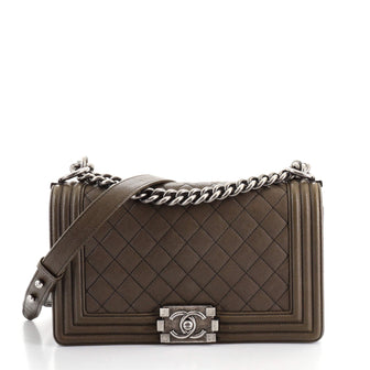 Chanel Boy Flap Bag Quilted Caviar Old Medium