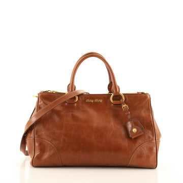 Miu Miu Double Zip Convertible Satchel Vitello Shine Medium