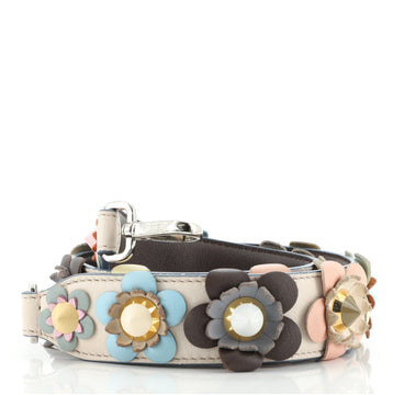 Fendi Flowerland Strap You Shoulder Strap Studded Leather