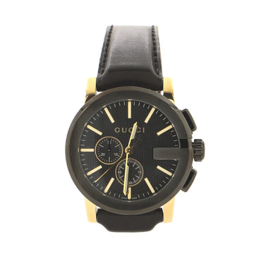Gucci G-Chrono Chronograph Quartz Watch PVD Stainless Steel and Leather 44
