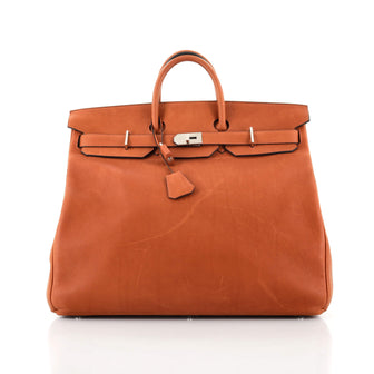 Hermes HAC Birkin Bag Brown Barenia Faubourg with Brushed Palladium Hardware 50