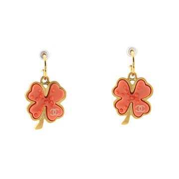 Chanel CC Clover  Dangling Earrings Metal and Resin