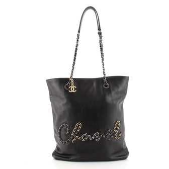 Chanel Signature Shopping Tote Leather with Metal