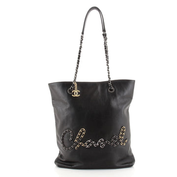 Chanel Signature Shopping Tote Leather with Metal