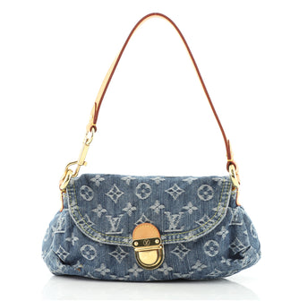 Louis Vuitton Pleaty Handbag Denim Mini