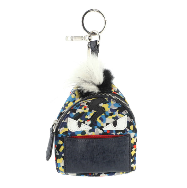Fendi Multicolor Leather, Fur and Nylon Micro Monster Backpack Bag Charm  Fendi