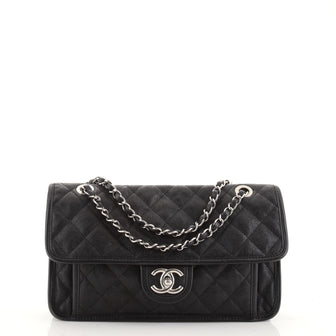 Chanel French Riviera Flap Bag Quilted Caviar Medium