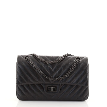 Chanel So Black Reissue 2.55 Flap Bag Chevron Aged Calfskin 225