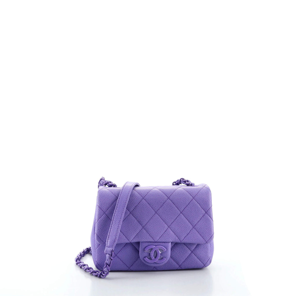 Chanel Incognito Flap Bag Mini Square Purple Caviar