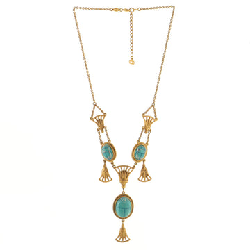 Christian Dior Egyptian Revival Necklace Metal with Faux Turquoise