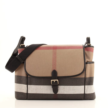 Burberry Flap Top Diaper Bag House Check Canvas