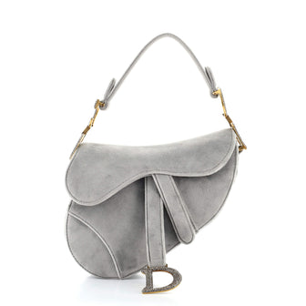Christian Dior Saddle Handbag Velvet with Crystals Mini