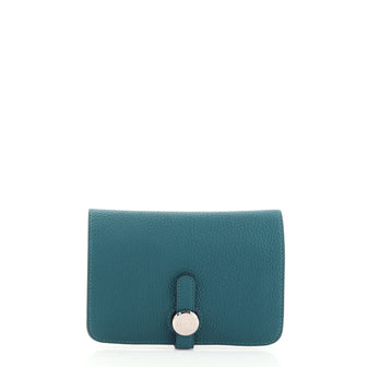 Hermes, Bags, Dogon Compact Wallet In Blue Encre