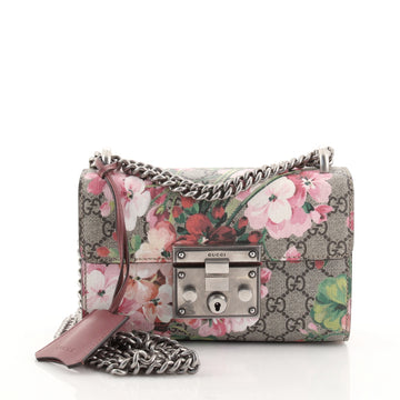 Gucci Padlock Shoulder Bag Blooms Print GG Coated Canvas Small