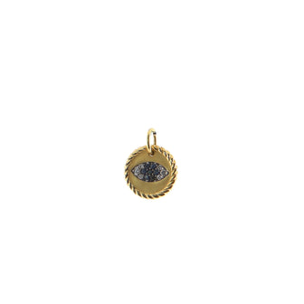 David Yurman Cable Collectibles Evil Eye Pendant Pendant & Charms 18K Yellow Gold with Diamonds and Blue Sapphires