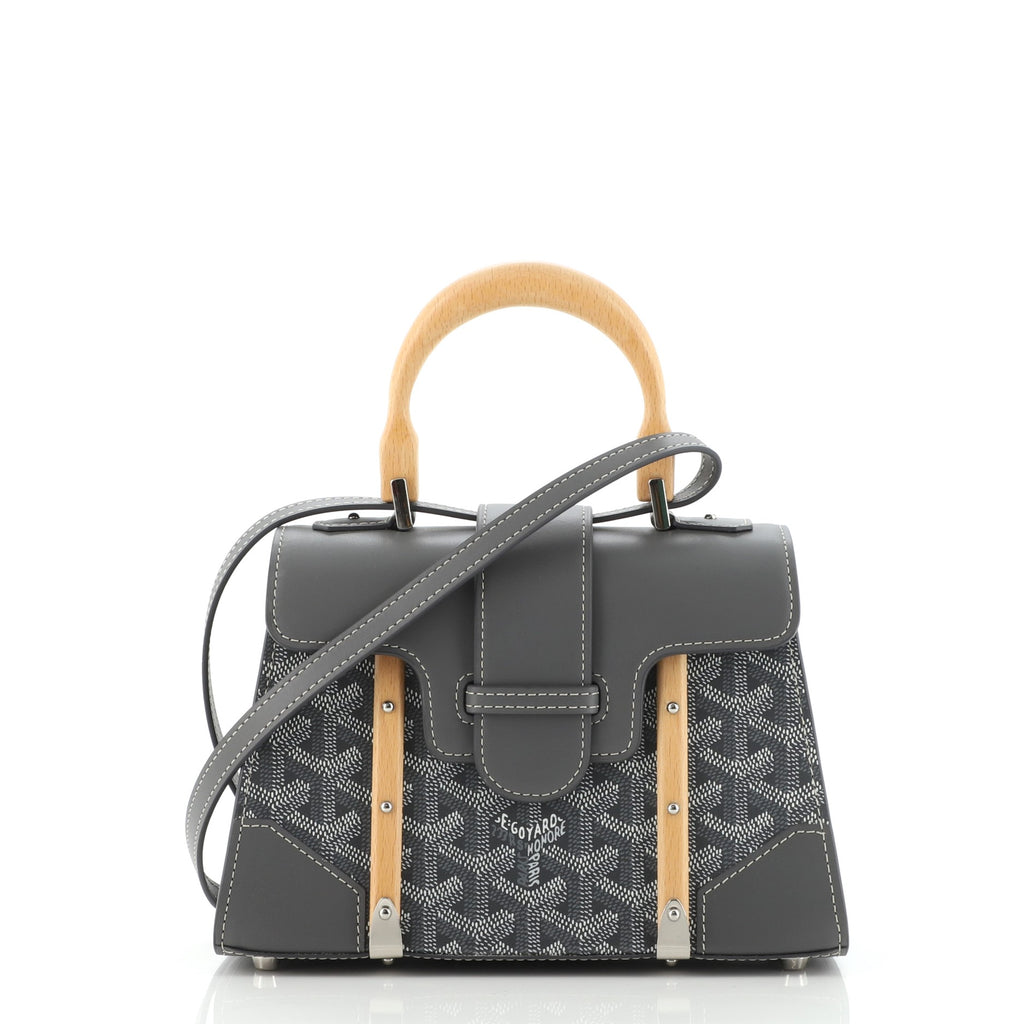Goyard Structured Saigon Top Handle Bag Coated Canvas with Leather Mini  Gray 898451