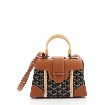Goyard Structured Saigon Top Handle Bag Coated Canvas with Leather Mini