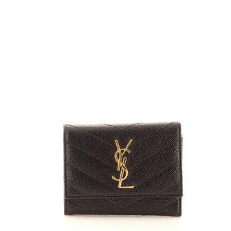 Saint Laurent Classic Monogram Key Holder Matelasse Chevron Leather