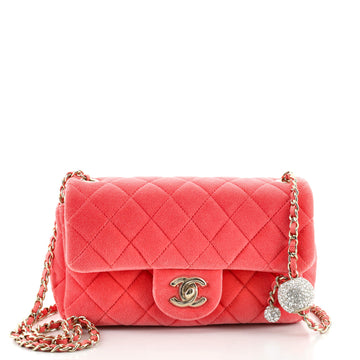 Chanel Pearl Crush Flap Bag Quilted Velvet with Crystal Detail Mini