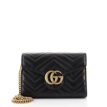 Gucci GG Marmont Chain Wallet Matelasse Leather Mini