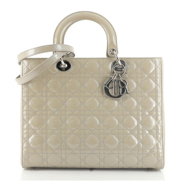 Christian Dior Lady Dior Bag Cannage Quilt Patent Large