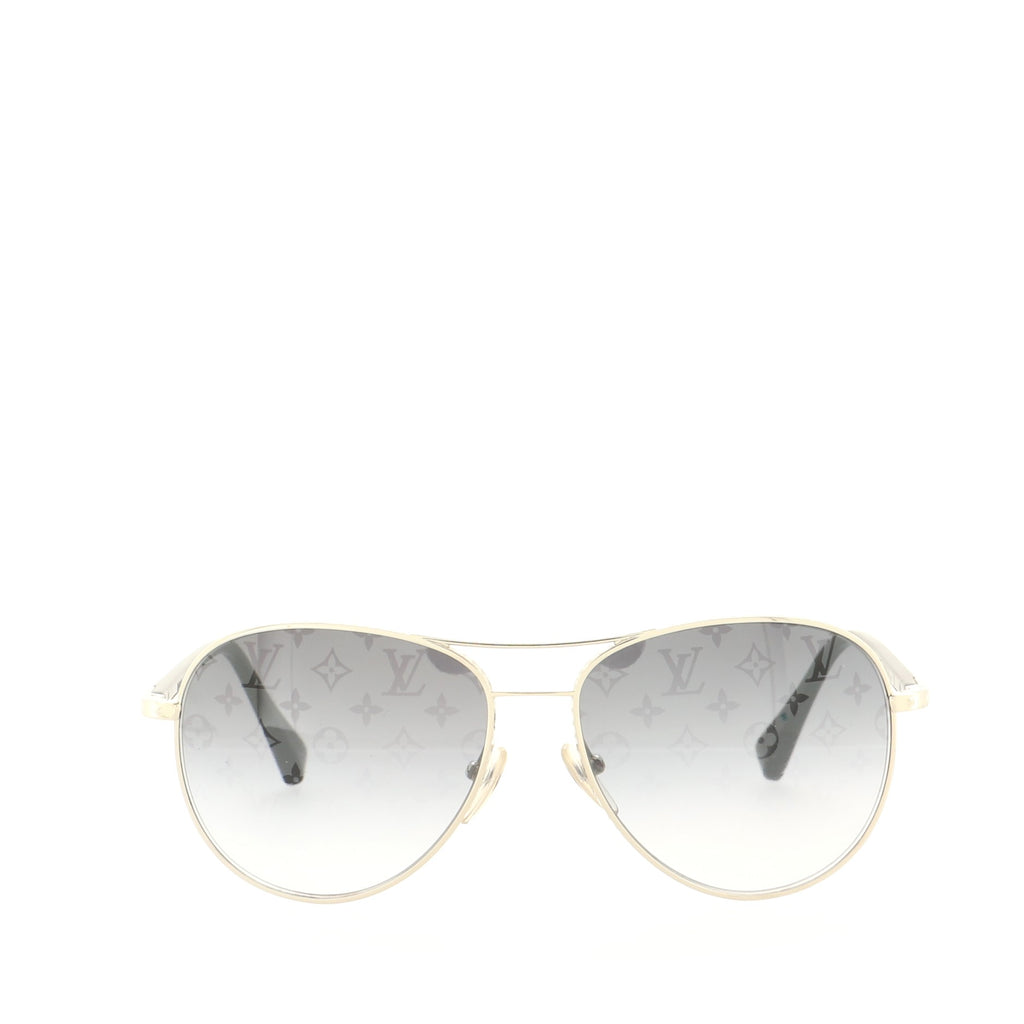 Louis Vuitton Grey, Silver Monogram conspiration Pilote Aviator Sunglasses