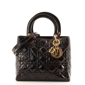 Christian Dior Lady Dior Bag Cannage Quilt Patent Medium