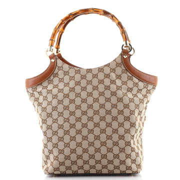 Gucci Vintage Bamboo Handle Tote GG Canvas Medium